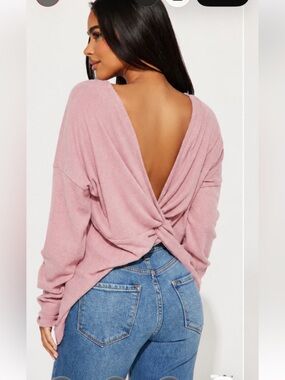 Fashion Nova Ribbed Knit Twist knot wrap top NWTS